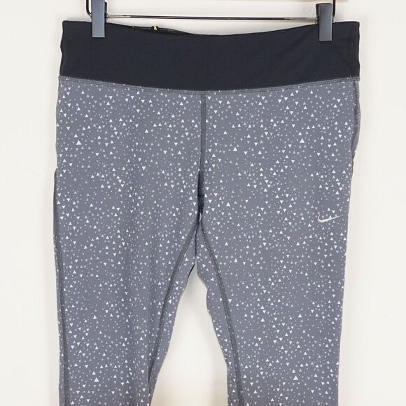 Nike Dri Fit Silver Gray Triangle Print Leggings Womens Sz L - Picture 2 of 8